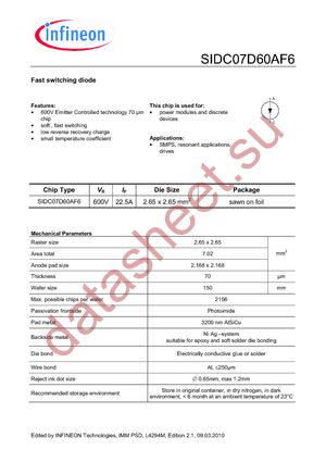 SIDC07D60AF6 datasheet  